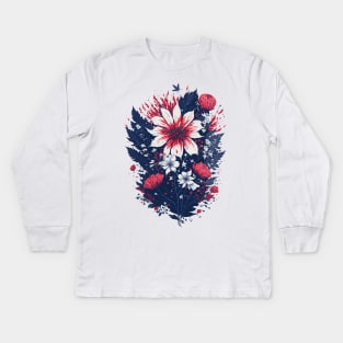 4th of July - Floral America Kids Long Sleeve T-Shirt